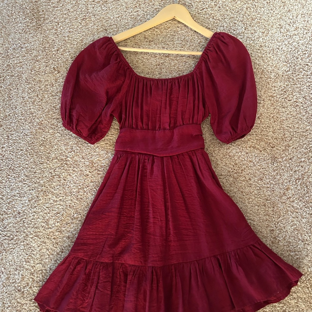 Altr'd State Red Puff Sleeve Dress XS